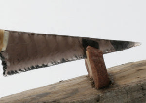 Transparent Obsidian Stone Knife with Cariboo Deer Antler Handle