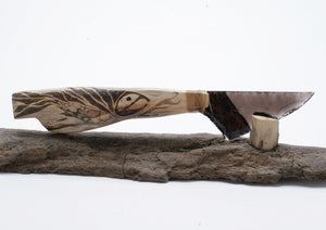 Tri Color Flow Translucent Obsidian with woodburned "salmon " Driftwood