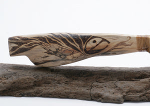 Tri Color Flow Translucent Obsidian with woodburned "salmon " Driftwood