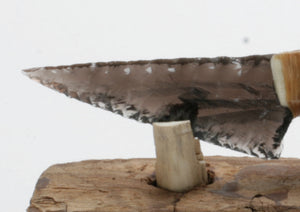 Transparent Obsidian Knife with Moose Deer Antler Handle