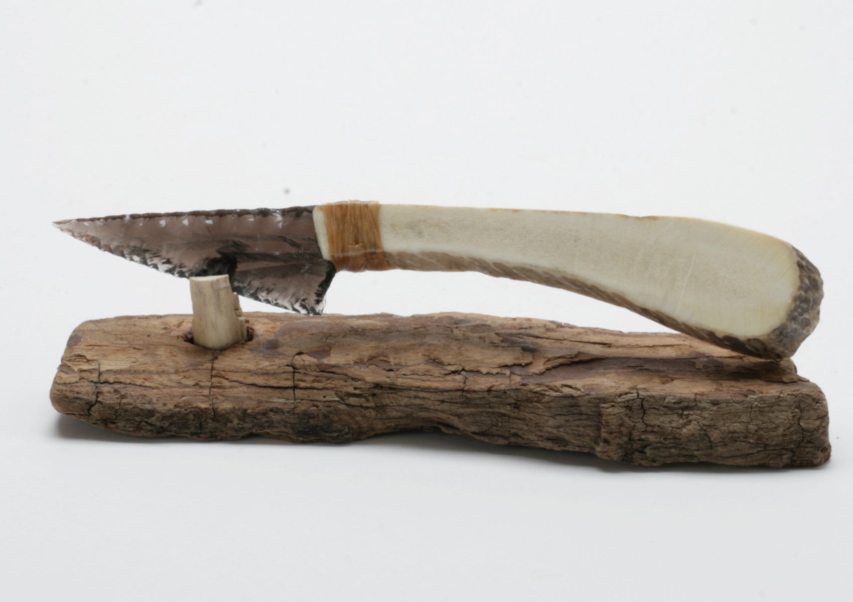 Transparent Obsidian Knife with Moose Deer Antler Handle