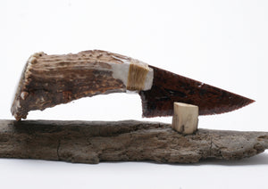 Mahogany Obsidian Knife with Deer Antler Handle