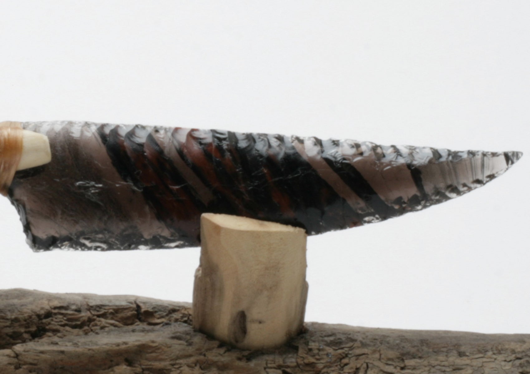 Tri color Translucent Obsidian Knife with Roe Deer Antler Handle