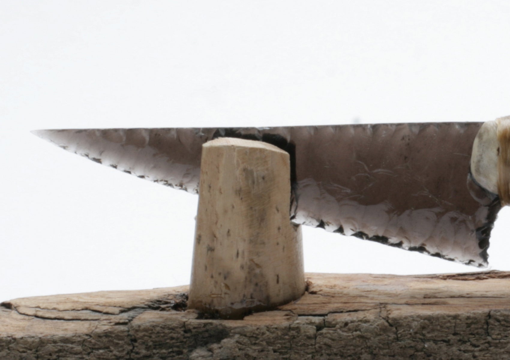 Translucent  Obsidian Knife with Roe Deer Antler Handle