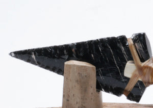 Black Hatched Obsidian Knife with Deer Antler Handle