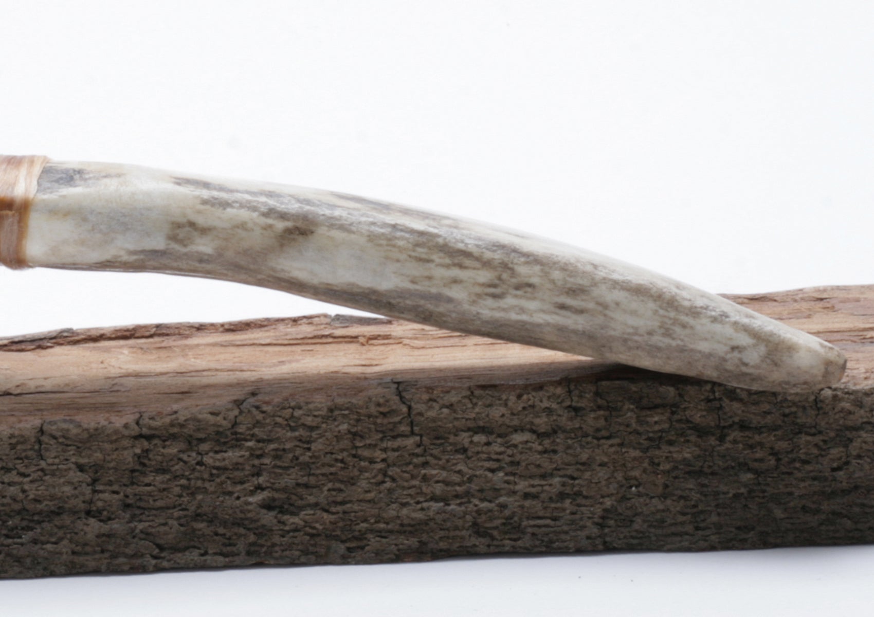 Black Hatched Obsidian Knife with Deer Antler Handle