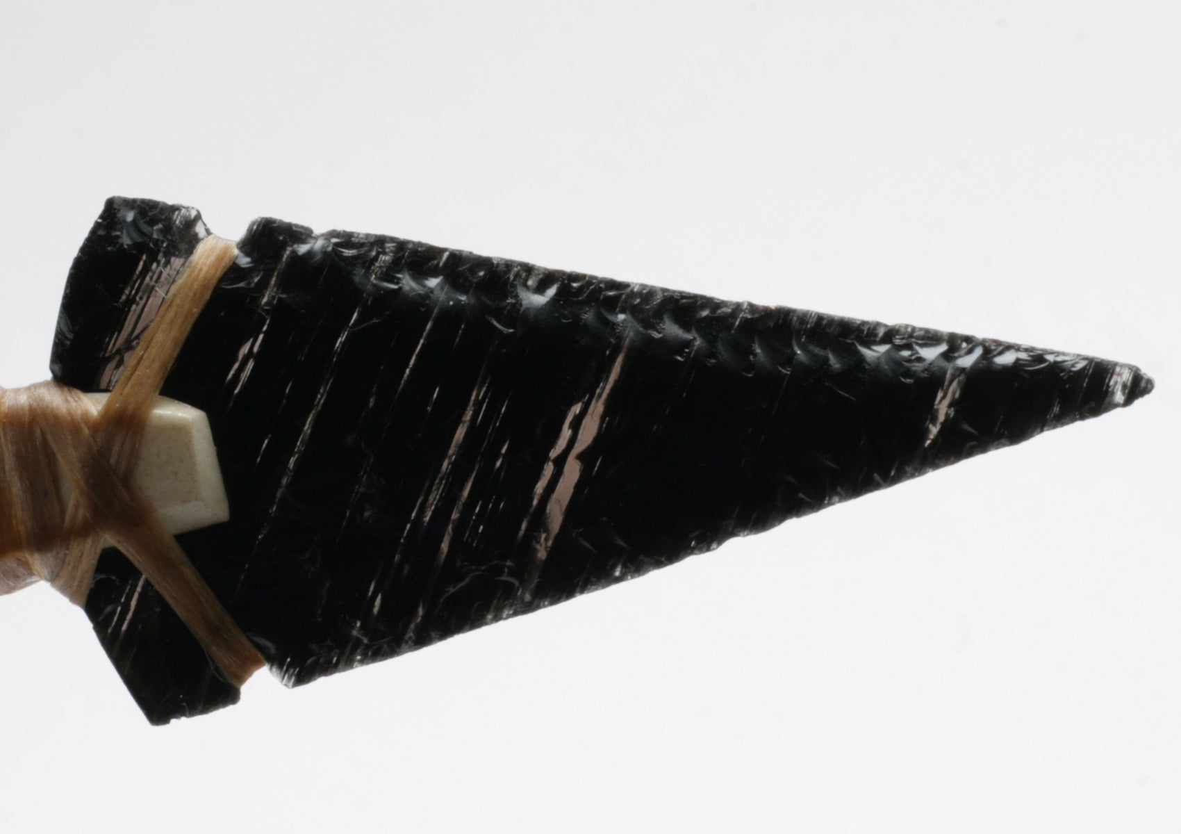 Black Hatched Obsidian Knife with Deer Antler Handle