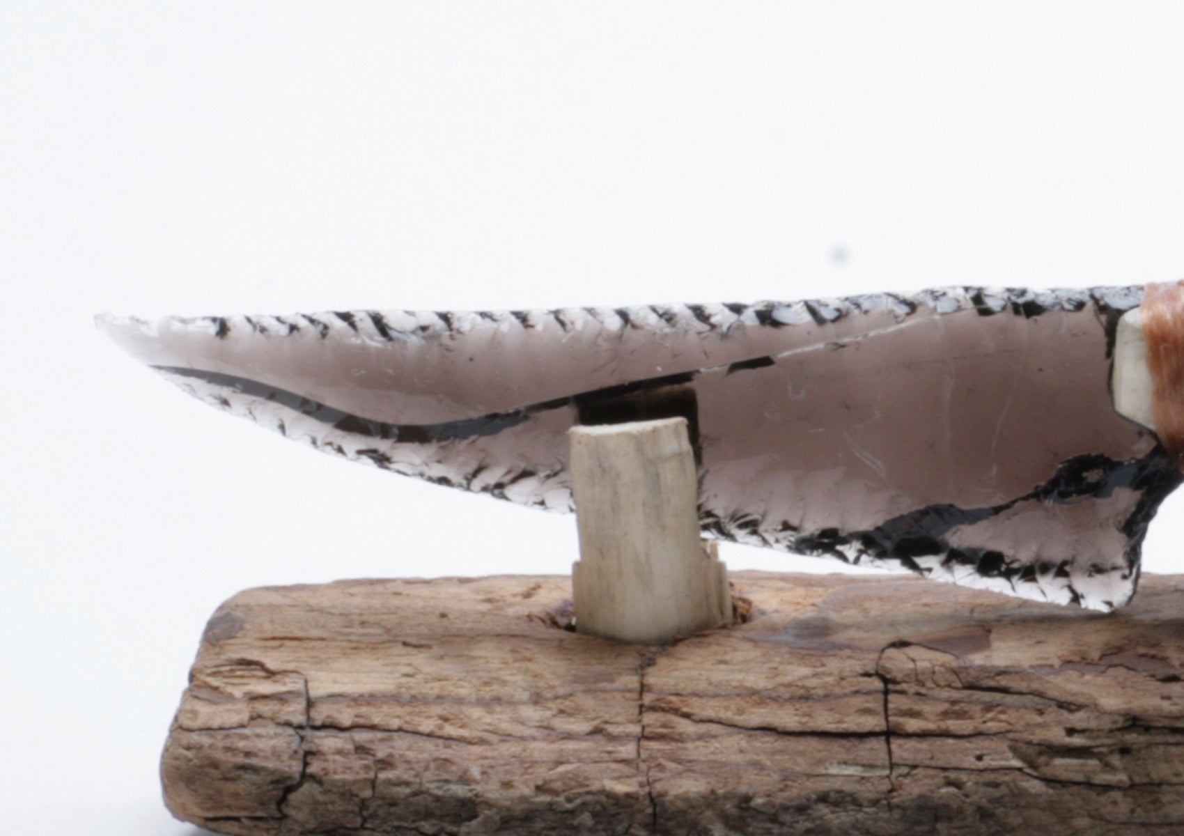 Transparent Obsidian Knife with Deer Antler Handle