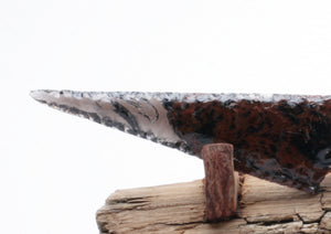 Tri color Translucent Obsidian Knife with Roe Deer Antler Handle