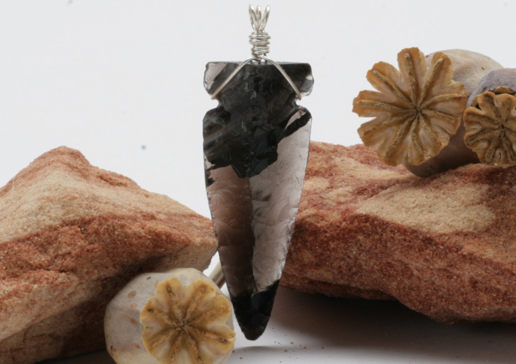 Black & Translucent Obsidian Necklace Pendant