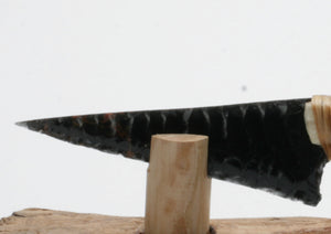 Black Obsidian Knife with Deer Antler Handle