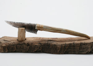 Translucent Obsidian Knife with Deer Antler Handle