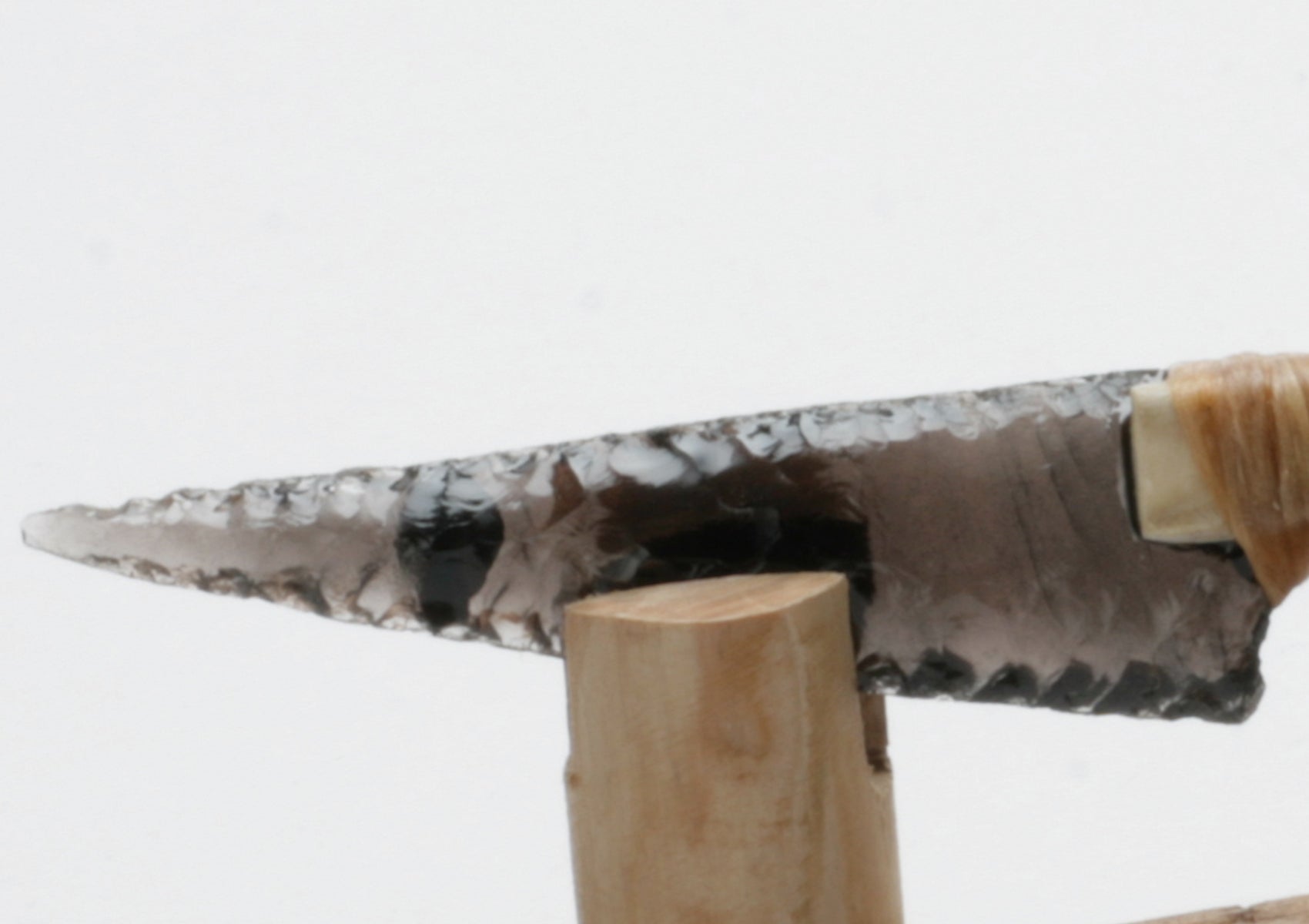 Translucent Obsidian Stone Knife with deer antler