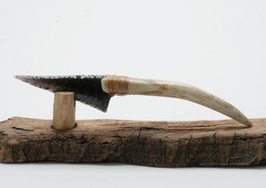 Rainbow Obsidian Knife with Deer Antler Handle