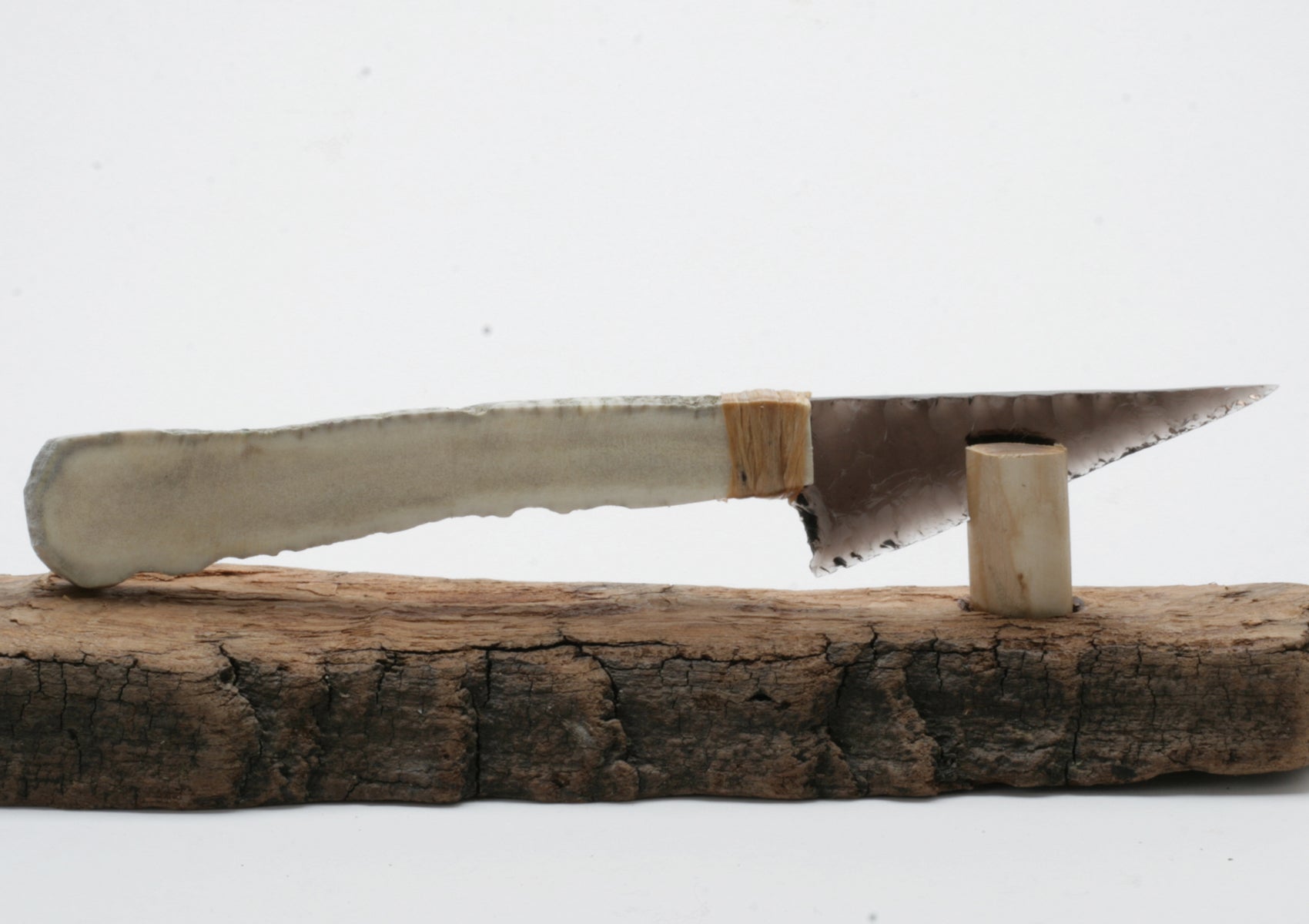 Transparent Obsidian Knife with Moose Deer Antler Handle