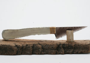 Transparent Obsidian Knife with Moose Deer Antler Handle