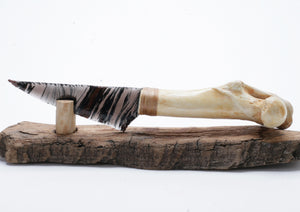 Tri Color Transparent Obsidian Knide with Deer Bone Handle